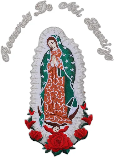 Miniatura 4 de Parche bordado para bautizo con la Virgen María, mi Señora de Guadalupe para planchar (plata, sin palabra, 4.75 x 2.75 pulgadas)