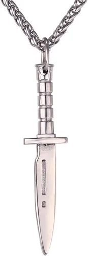 U7 Punk Necklaces Stainless Steel 18K Gold Plated Large Hip Hop DaggerKnifeSwordSteampunk GearLarge Razor Blade Pendant Necklace for Men Women,