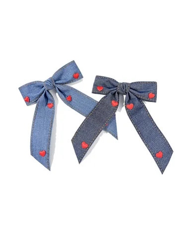 Miniatura 5 de Pinza para el pelo de mezclilla azul, con lazo para niñas, color azul, vaqueros, pasador para el pelo para niñas, lazos grandes, BW01 (azul claro)