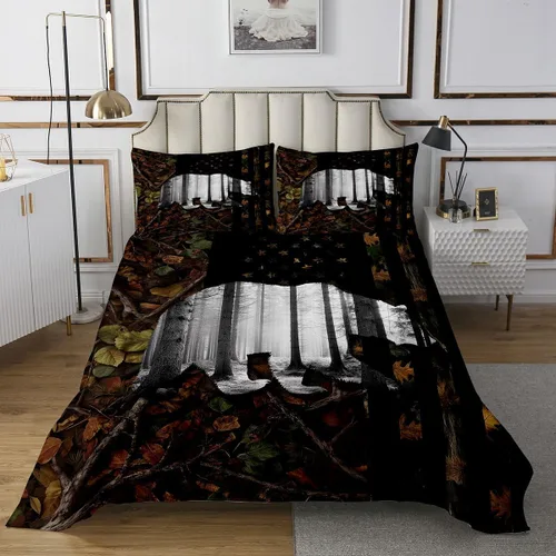 Miniatura 2 de Erosebridal Juego de edredón de oso tamaño individual, juego de colcha de animales de la selva para niños y niñas, juego de ropa de cama retro