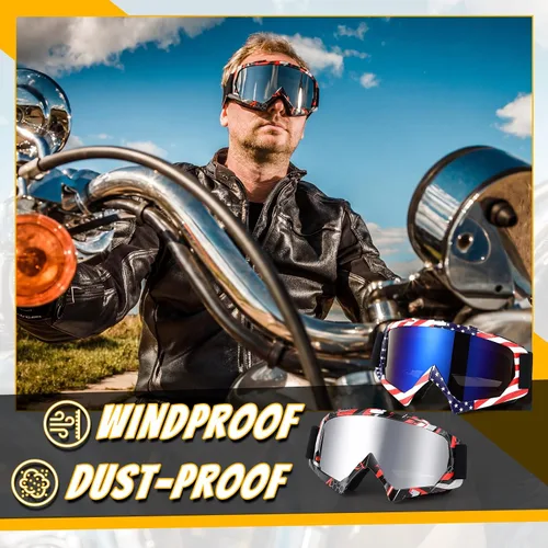Miniatura 6 de Tallew 4 pares de gafas de motocross para motocicleta, motocross, carreras, ATV, para hombres y mujeres, deportes de potencia y esquí