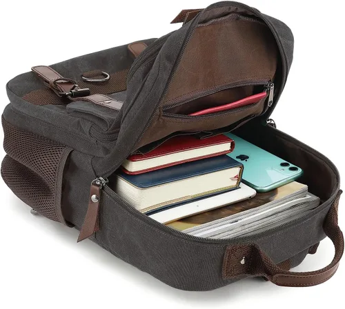 Miniatura 7 de Bolsa de mensajero vintage, mochila de lona para viajes, bolsa de hombro para hombre, bolsa de doble uso para transporte de mano y transporte