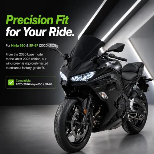 Miniatura 2 de Parabrisas para Ninja 650 ER6F 2020-2025 - PSLER Parabrisas Deflector de Viento Protector Carenado para 650 ER6F 2020-2025 (Negro)