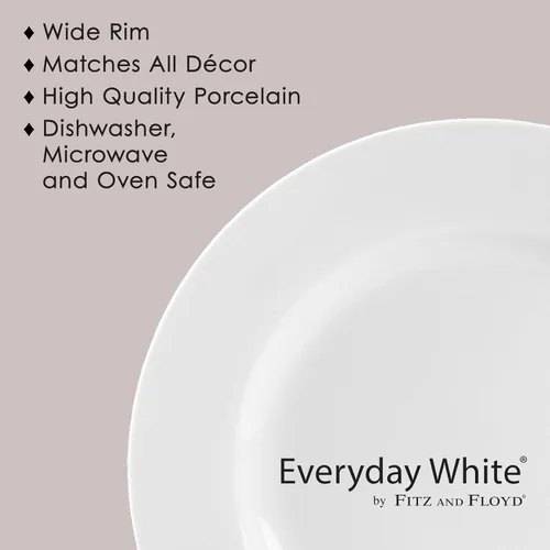 Miniatura 5 de Everyday White Juego de 4 platos de ensalada con borde clásico, 8.25 pulgadas
