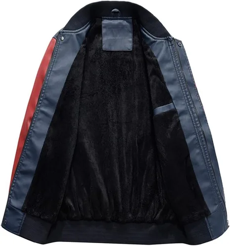 Miniatura 2 de Lavnis Chaqueta de piel sintética para hombre, cuello alto, abrigo ajustado, Negro