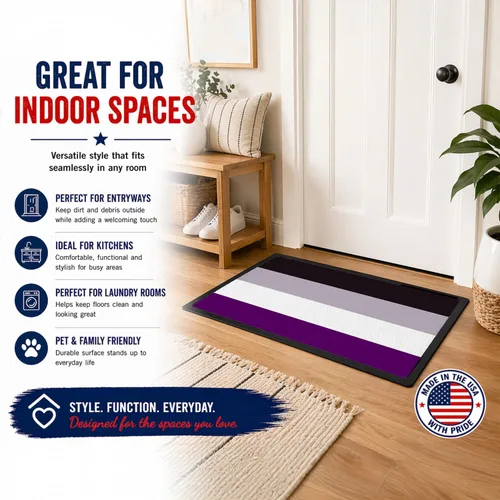 Miniatura 5 de Caroline's Treasures CK8009MAT - Tapete de orgullo asexual de 18 x 27 pulgadas, para interiores y exteriores, para entrada, antideslizante, lavable