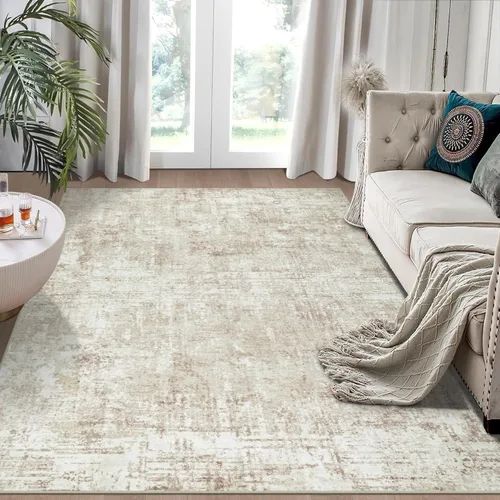 Alfombra lavable de 4 x 6 pies para sala de estar, alfombra grande moderna para comedor y dormitorio, antideslizante, pelo bajo, 4 x 6 pulgadas,