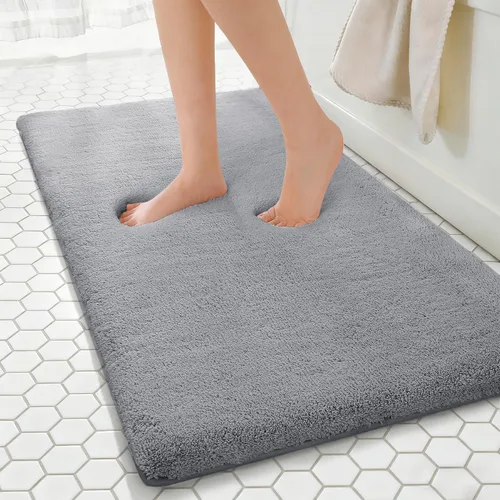 Miniatura 35 de MINIDEAR - Alfombras de baño 24x17 beige - Tapete de baño de espuma elástica gruesa, ultra suave y pachona, antideslizante, de secado rápido
