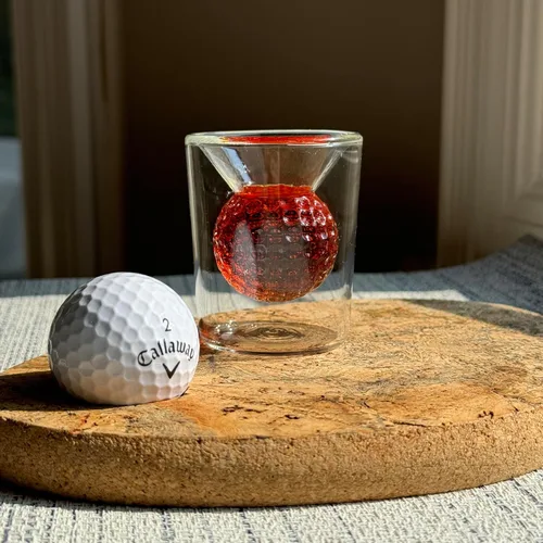 Miniatura 7 de Juego de Vasos de Chupito con Diseño de Pelota de Golf - Borosilicato de Doble Pared de 2 oz, Diseño de Pelota de Golf Hecho a Mano - Vasos