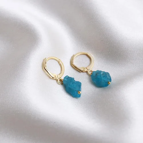 Miniatura 19 de Gempires Handmade Gemstone Hoop Earrings Raw Crystal Dangle Jewelry Hypoallergenic Gold Plated Lightweight Elegant Jewelry Gifts For Women