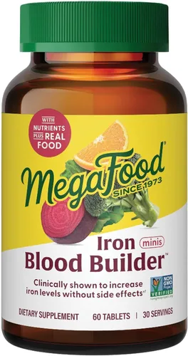 Miniatura 11 de MegaFood Suplemento de hierro constructor de sangre para mujeres y hombres, aumenta los niveles de hierro sin efectos secundarios, mejora