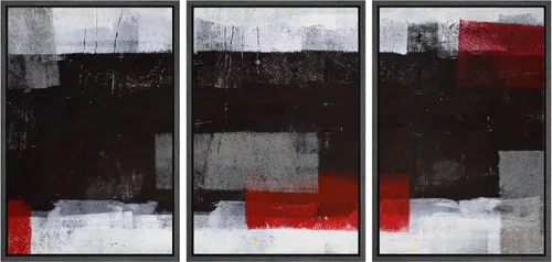 Miniatura 181 de wall26 Lienzo enmarcado para pared, juego de arte con trazos de pintura roja y naranja vibrante, paisaje, formas abstractas, ilustraciones, arte