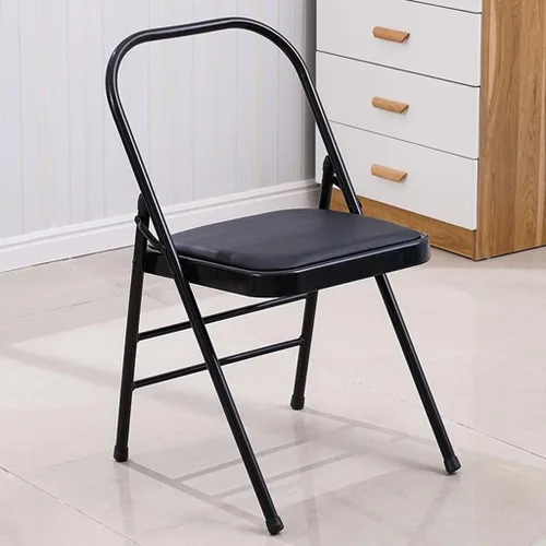 Miniatura 4 de Folding Chairs Muebles plegable respaldo silla cómodo simple acolchado marco de metal ahorro de espacio de almacenamiento