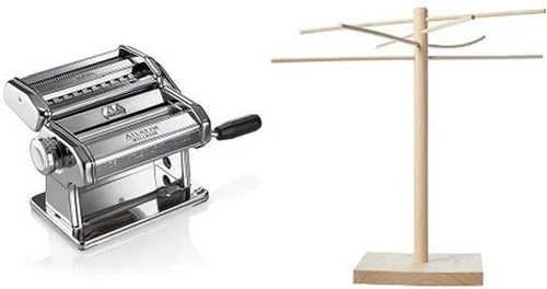 Marcato Atlas - Máquina de pasta de acero inoxidable, incluye cortador de pasta, manivela e instrucciones (idioma español no garantizado) y estante
