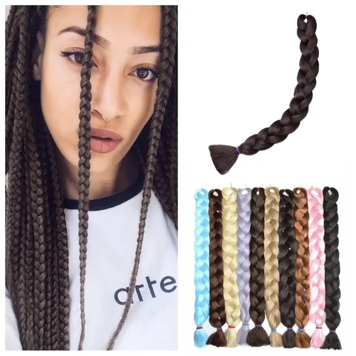 Miniatura 50 de Benehair Extensiones de cabello trenzado ombré de 24 pulgadas, 1 paquete de extensiones de cabello trenzado jumbo de alta temperatura, cabello