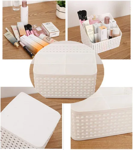 Miniatura 3 de Organizador de escritorio de plástico, organizador de almacenamiento de 5 compartimentos, soporte para contenedores de escritorio para suministros