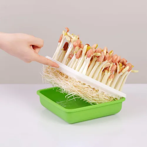 Miniatura 6 de Caja hidropónica de cacahuete, 3 bandejas para vivero con tapa, 6.69 x 6.69 x 6.10 pulgadas, bandeja de germinación libre para jardinería