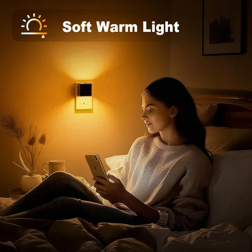 Miniatura 5 de JandCase Luz nocturna, luces nocturnas automáticas enchufables a la pared, paquete de 2 luces nocturnas modernas con sensor de luz automática, luz