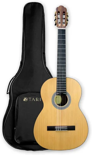 Miniatura 6 de TARIO Guitarra clásica sin trastes de 39 pulgadas Guitarra acústica tamaño completo Tapa de abeto Ovangkol espalda y lados Okoume diapasón de laurel