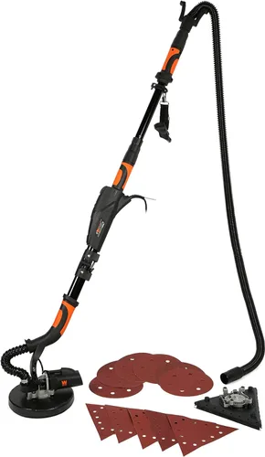 Miniatura 6 de WEN DW5084 Lijadora de paneles de yeso de doble cabezal de velocidad variable 2 en 1 de 5 amperios con manguera de polvo de 15 pies, color negro
