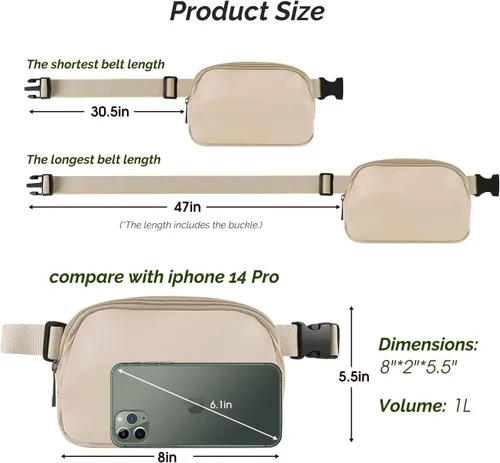 Miniatura 4 de Riñonera, Beige, Bolsa de cinturón unisex con correa ajustable