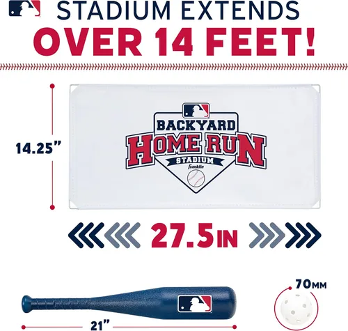 Miniatura 3 de Franklin Sports MLB - Estadio de béisbol para niños en el patio trasero - Juego de béisbol de plástico para niños con paredes de jonrón, bate, bolas