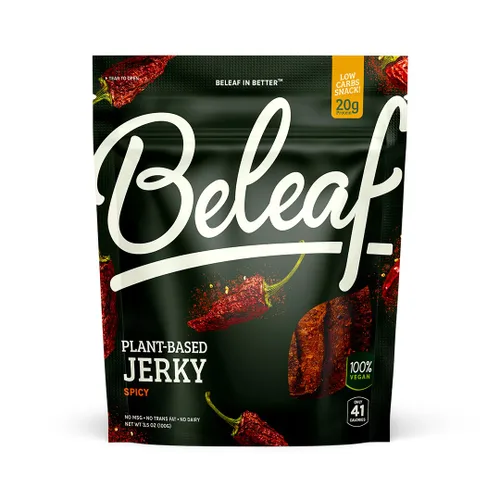 Miniatura 16 de Beleaf Jerky a base de plantas de jalapeño: aperitivo alto en proteínas, cecina vegana saludable y sabrosa para energía sobre la marcha, sabrosa