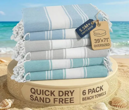 Miniatura 67 de LANE LINEN - Paquete de 4 toallas de playa de gran tamaño, toalla de piscina prelavada, extragrande, de secado rápido y sin arena, toalla de viaje
