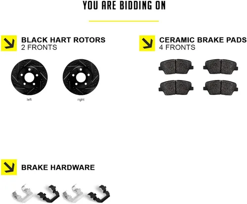 Miniatura 2 de Hart Brakes Kit de frenos y rotores delanteros Pastillas de freno delanteras Rotores y pastillas de freno Pastillas de freno y rotores