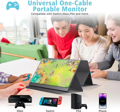 Miniatura 3 de Monitor portátil de 15.6 pulgadas 1080P FHD IPS para juegos con USB-C y HDMI, pantalla externa ultradelgada de peso ligero con cubierta inteligente