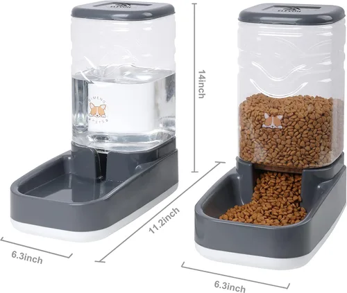 Miniatura 2 de Elevon Comedero Automático para Gatos, Juego de Cuenco Dispensador de Comida y Agua por Gravedad para Perros Pequeños y Medianos, Comedero