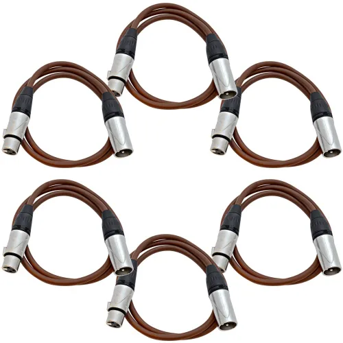 Miniatura 29 de Seismic Audio SAXLX-2Brown-Paquete de 6 cables de conexión XLR de 2 pies marrones - Cables de micrófono - Cables XLR macho a hembra - 2 pies