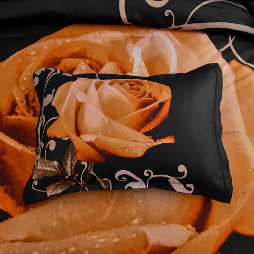 Miniatura 8 de Xruibed Juego de edredón floral tamaño King de 7 piezas en una bolsa, edredón de flores de rosa naranja con juego de sábanas de microfibra suave