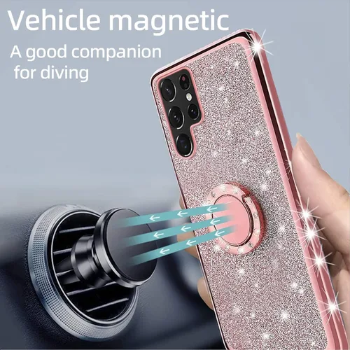 Miniatura 6 de Funda para Samsung Galaxy S22 Ultra, Samsung S22 Ultra de 6.8 pulgadas para mujer, con purpurina, cristal suave, transparente, TPU de lujo, bonita
