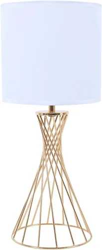 Miniatura 2 de Juego de 2 lámparas de mesa doradas, moderna lámpara de noche para mesita de noche, lámpara pequeña para dormitorio, base hueca geométrica de metal