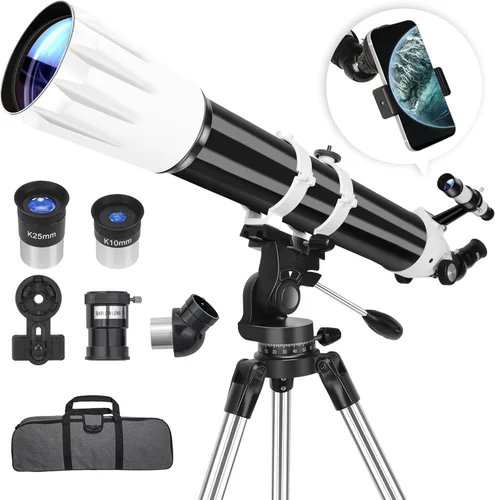 Telescopio, apertura de 90 mm y longitud focal de 900 mm, telescopio refractor astronómico de alta potencia para adultos - Telescopios profesionales