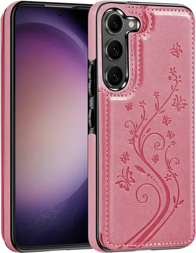 Korecase Funda tipo cartera para Samsung Galaxy S23 con tarjetero, funda clásica de piel con función atril, doble hebilla magnética a prueba de