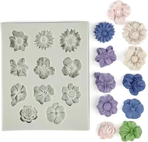 Miniatura 9 de Moldes de arcilla polimérica de flores, 2 moldes de arcilla polimérica para la fabricación de joyas, moldes de silicona en miniatura de margaritas