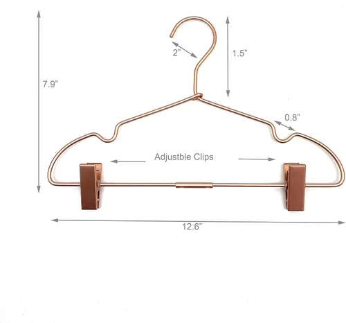 Miniatura 2 de Perchas de metal para ropa de bebé de 12.5 pulgadas, ganchos de oro rosa, colgador, para niños, pantalones, exhibición, almacenamiento, paquete de 10