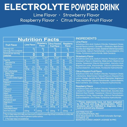 Miniatura 2 de Paquetes de polvo de electrolitos, mezcla de bebida de hidratación 20 barras, electrolitos sin azúcar con yerba mate, hidratación y recuperación