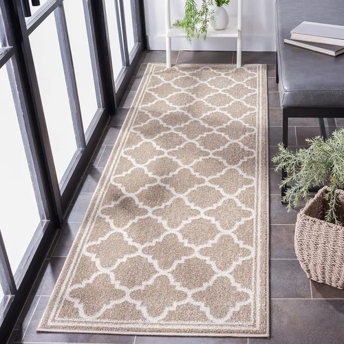 Miniatura 25 de Safavieh Amherst Collection AMT422B - Alfombra para interiores y exteriores, color gris claro y beige Azul marino/beige