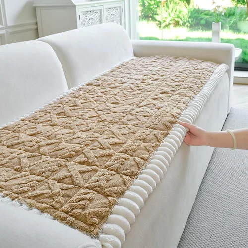 Miniatura 12 de Fundas de Reposabrazos de Sofá Antideslizantes, Funda Lavable de Respaldo de Sillón Suave, Fundas Gruesas y Peludas para Reposabrazos de Sofá
