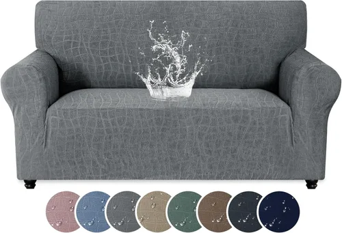 Miniatura 32 de MAXIJIN Funda impermeable para sillón de sala de estar, 1 pieza elástica con brazos, protector de muebles lavable para perros y mascotas (S, café)