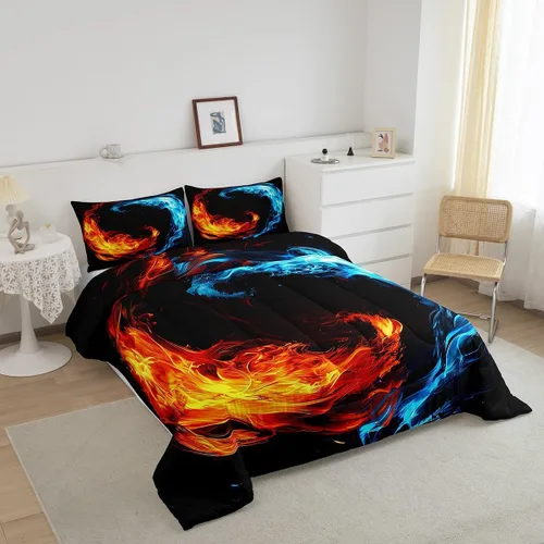 Miniatura 2 de Erosebridal Yin Yang - Juego de edredón para niños y adolescentes, edredón de plumón de hielo y fuego, tamaño individual, juego de ropa de cama