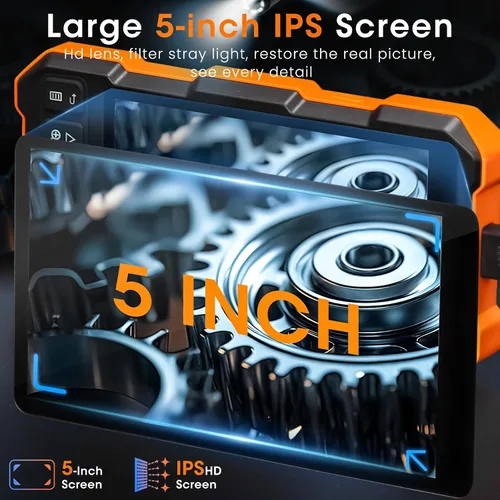 Miniatura 3 de Epicmate Cámara de Inspección de Alcantarillado con Triple Lente - Cámara Serpiente con Luz 16.5 pies, Endoscopio con Pantalla IPS de 5" con Luces