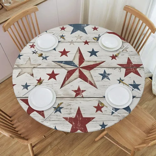 Miniatura 19 de Futterya Decorative Round Tablecloth Fitted Elastic Waterproof Table Cloth Cover Stretch Table Pad Cover for Parties Weddings Banquet Outdoor Events