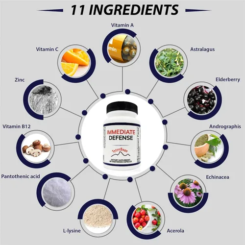 Miniatura 3 de Apoyo inmunológico de defensa inmediata: zinc, saúco negro, equinácea, vitamina A y C con B12, potente refuerzo de la inmunidad para adultos