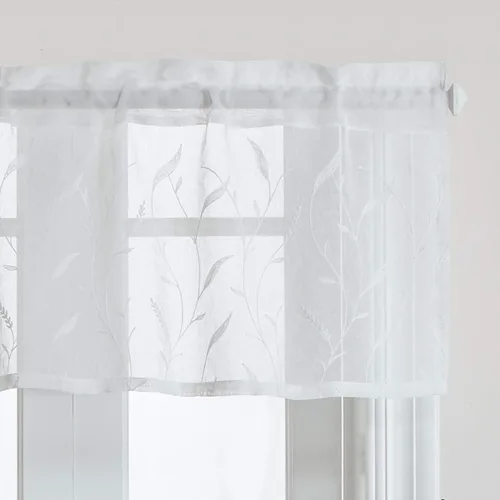 Miniatura 28 de VOGOL Juego de cortinas transparentes bordadas y cenefas para sala de estar, con bolsillo para barra blanca, par de cortinas traslúcidas