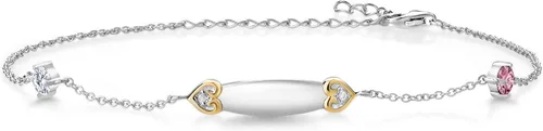 Plata 925 y oro amarillo de 10 quilates personalizable GH diamante cultivado en laboratorio rosa diamante cultivado en laboratorio lázer grabado con