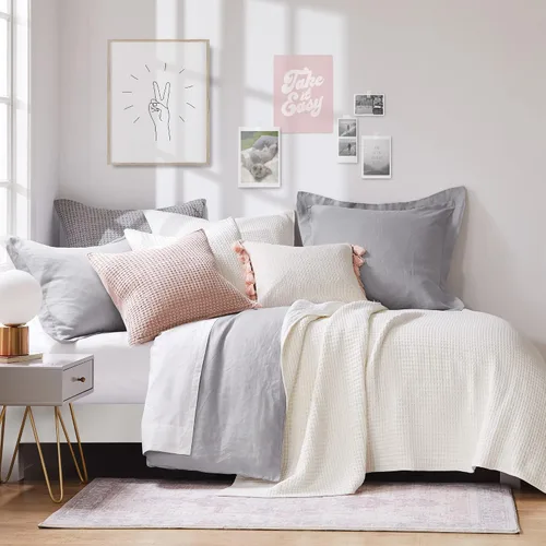 Miniatura 167 de Levtex Home Mills Waffle - Juego de colcha King (122 x 106 pulgadas) con 2 fundas de almohada (36 x 20 pulgadas) - Rubor - Juego de colcha de Blush